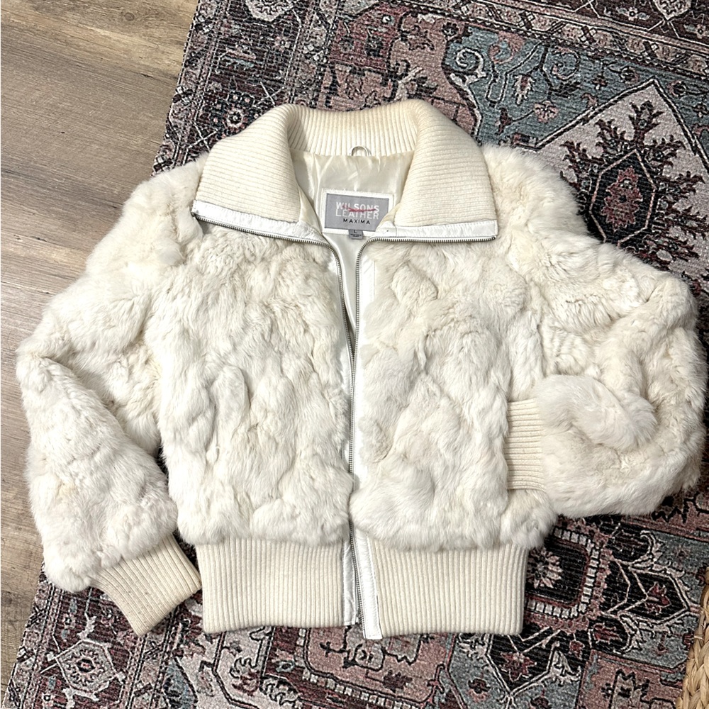 Vintage 80s cropped real fur and leather coat.